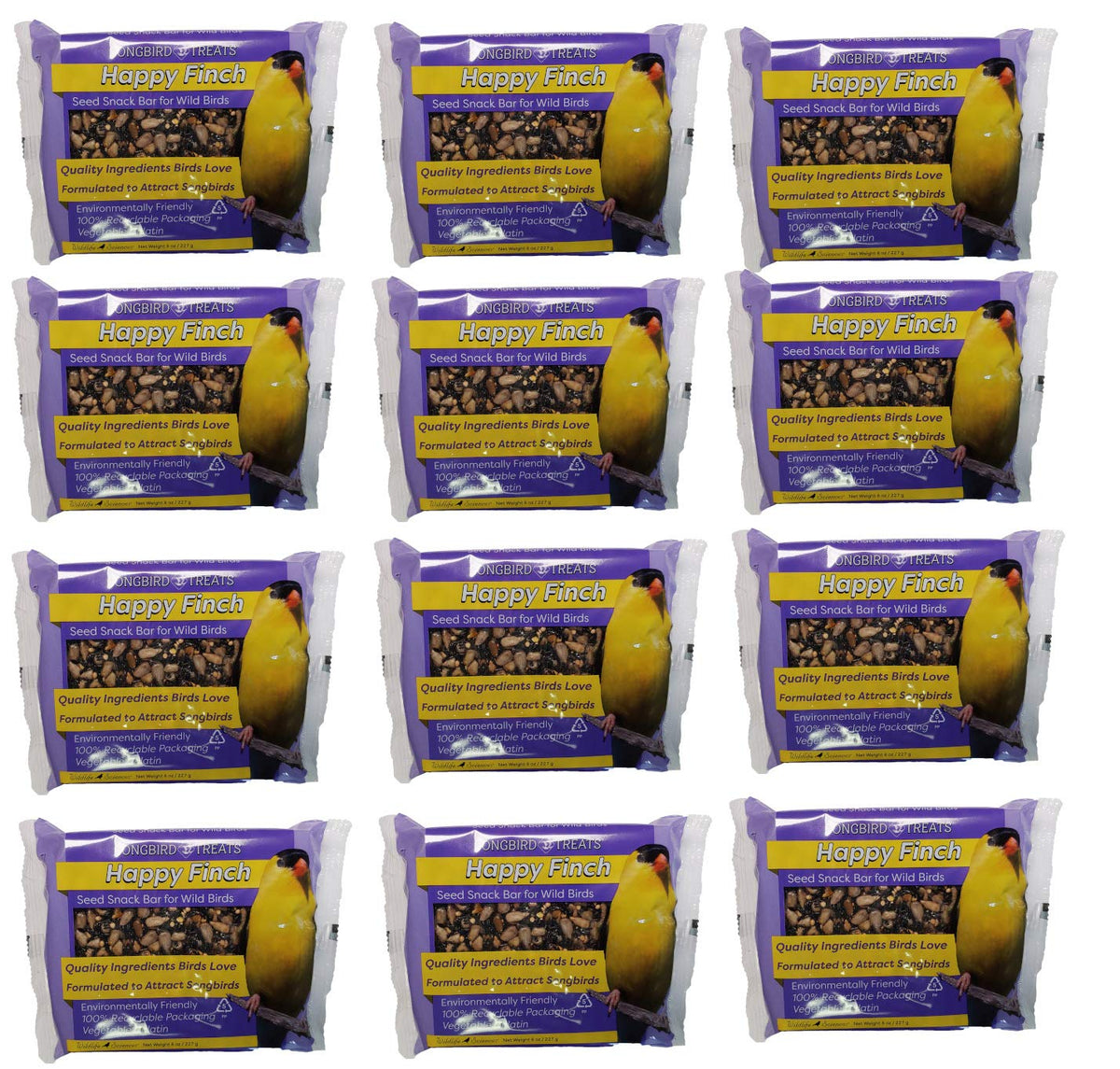 Wildlife Sciences Songbird Treats Seed Bars | 12 Pack of 8 oz Bird Seed Cakes for Wild Birds