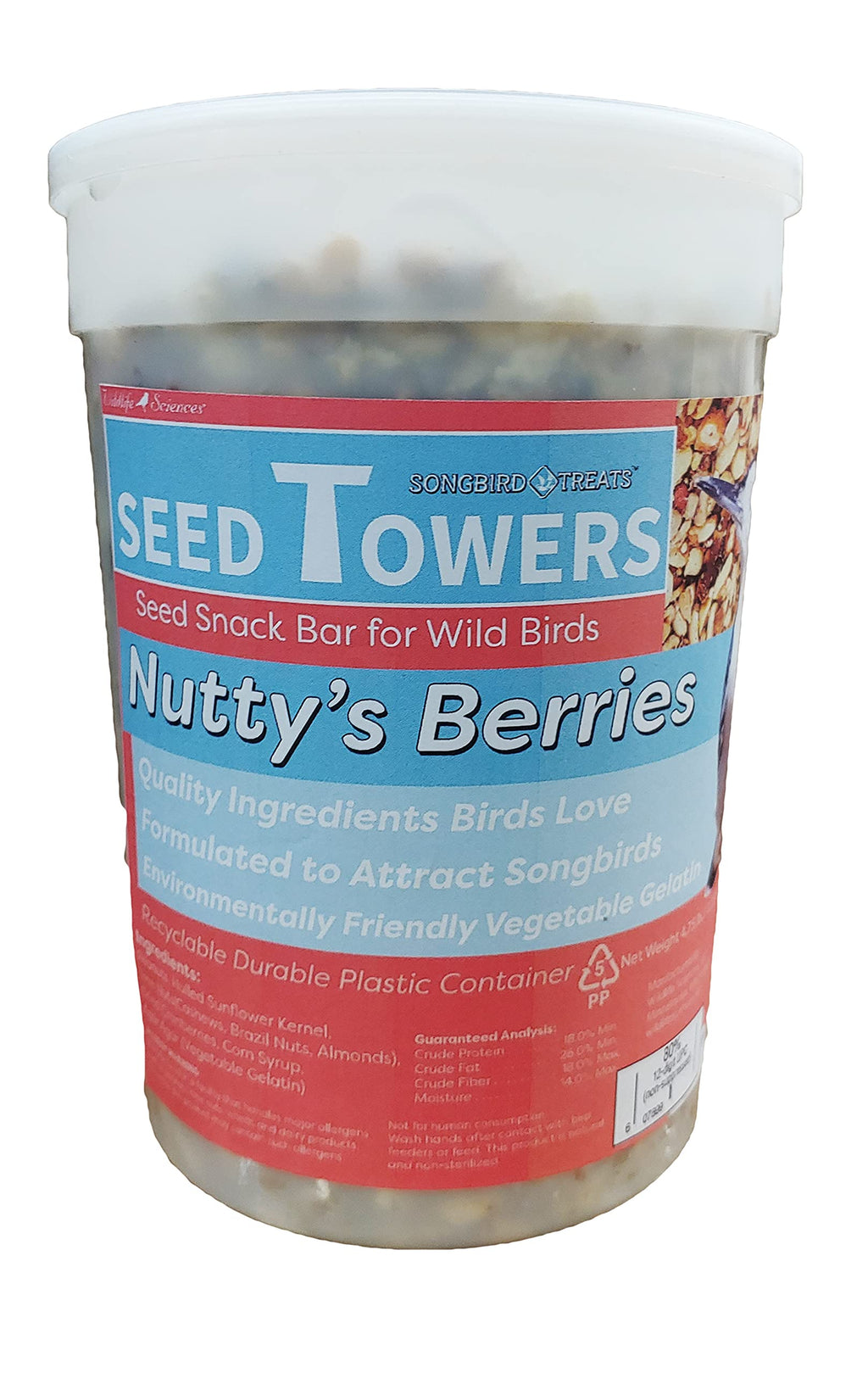 Songbird Treats Seed Tower Cylinder | 4-5 lb Large Seed Log Towers for Wild Birds
