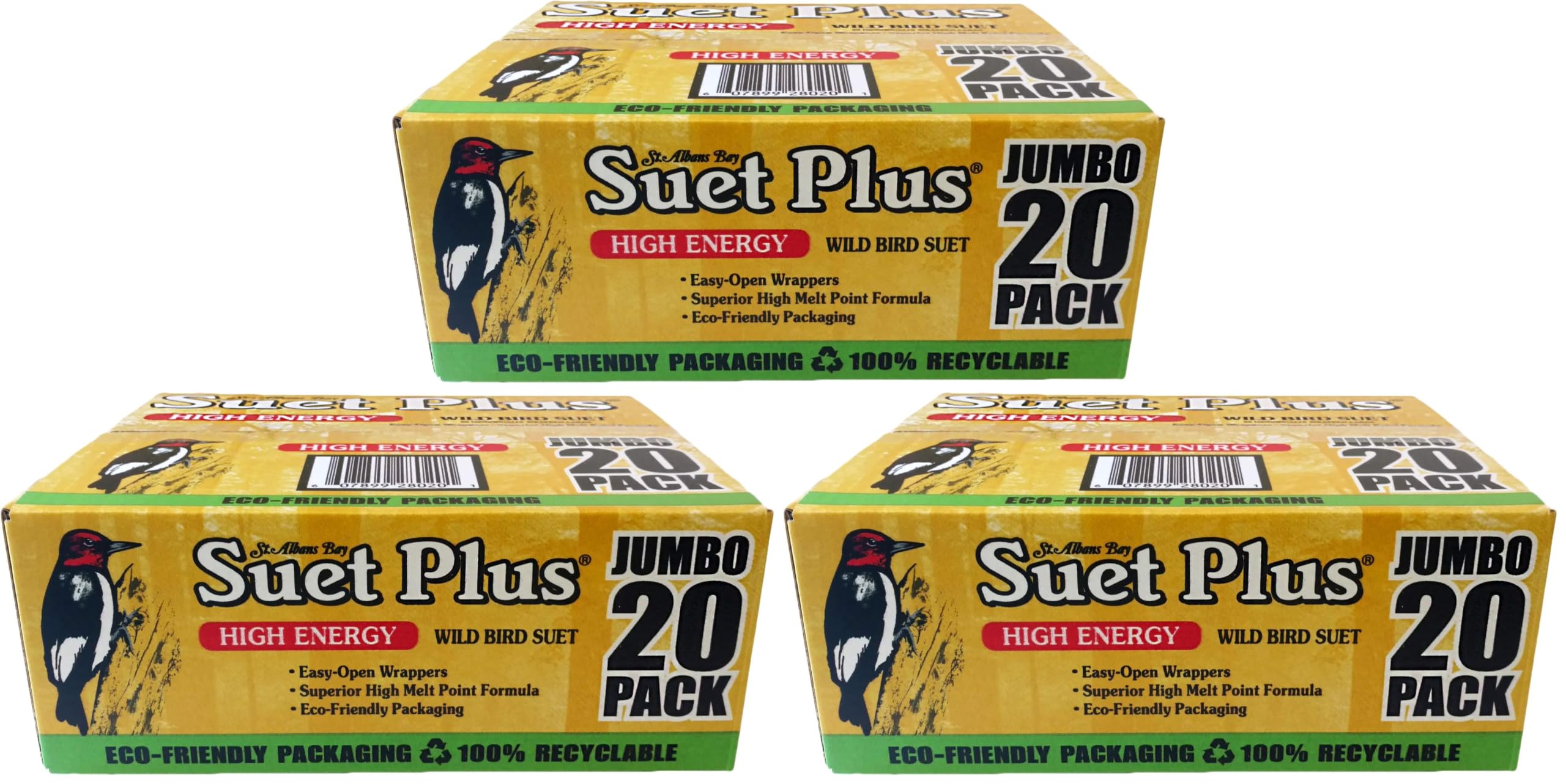 ST. Albans Bay Suet Plus High Energy Suet Cakes, 20 Pack of 11 oz. Suet Cakes for Wild Birds