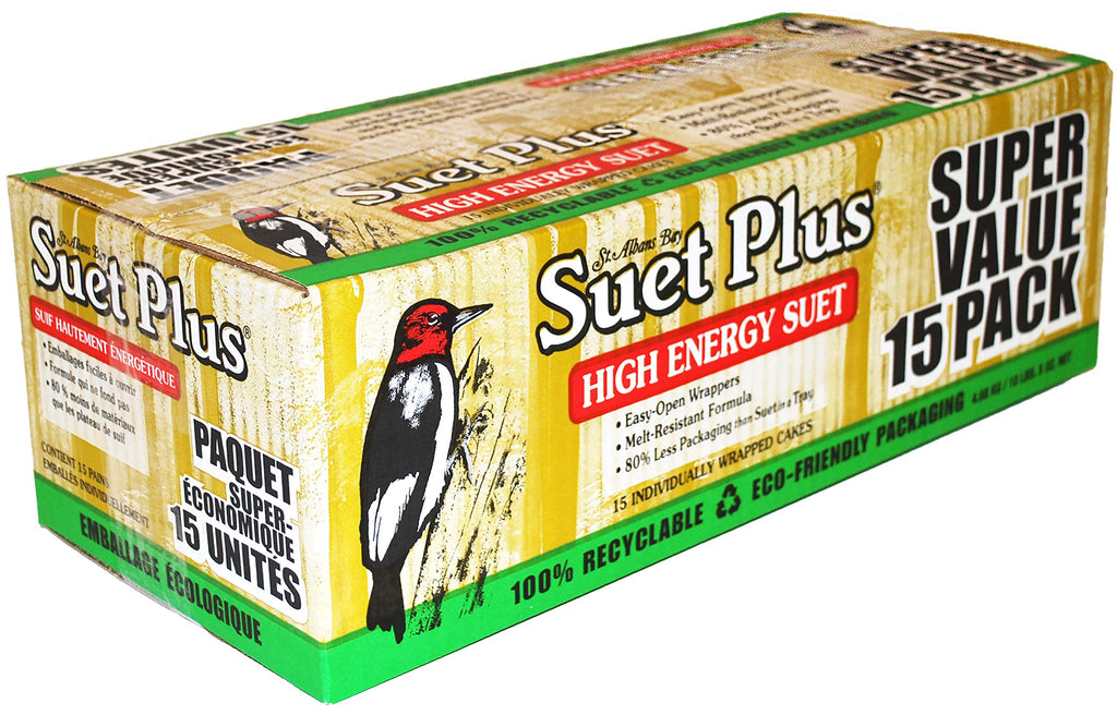 ST. ALBANS BAY SUET PLUS Suet Cake 15 Pack | 11 oz. Suet Cakes for Wild Birds|