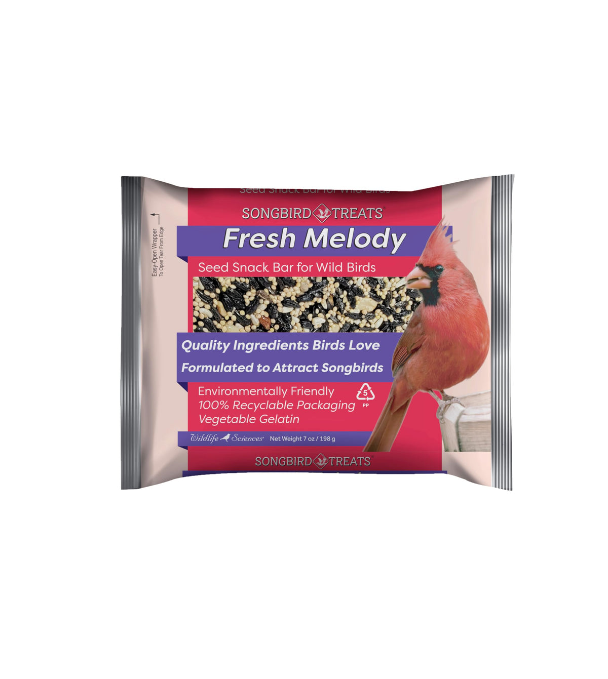 Wildlife Sciences Songbird Treats Seed Bars | 12 Pack of 8 oz Bird Seed Cakes for Wild Birds
