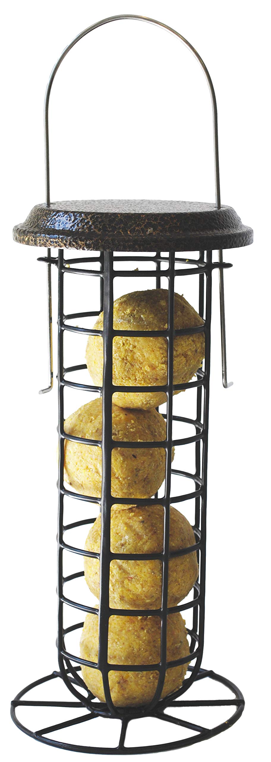 Suet Ball & Bird Feeder Combo | Durable Powder-Coated Steel Design Attracts Birds | Includes 4 Peanut-Blend Suet Balls