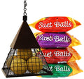 Suet Ball Feeder and Suet Ball Variety Combo Pack | Geo Pyramid Feeder with 16 Suet Balls