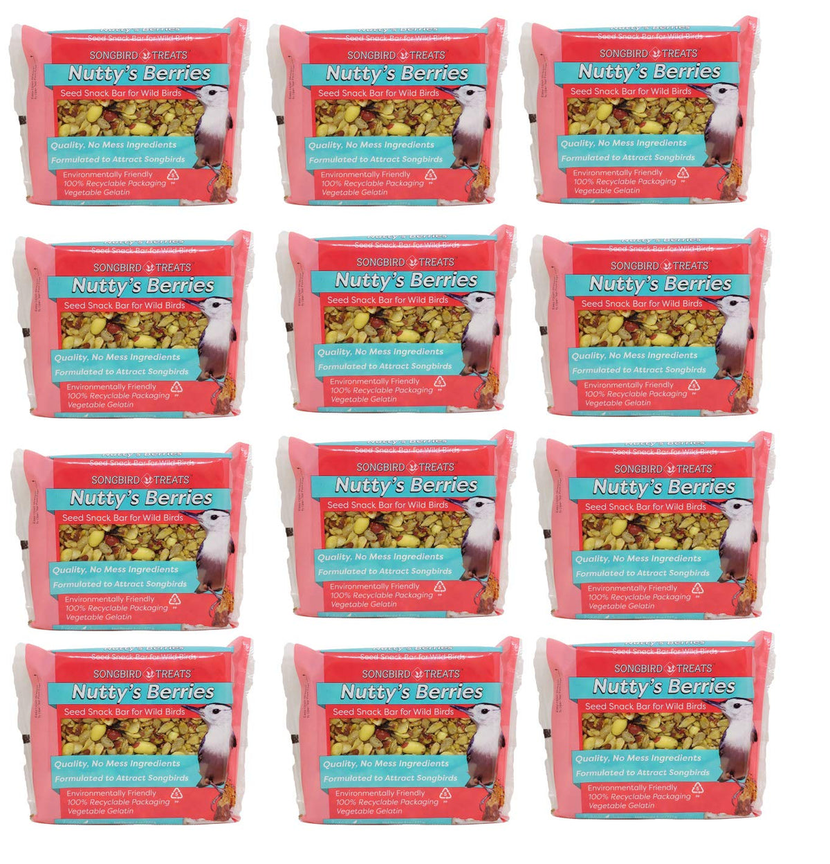 Wildlife Sciences Songbird Treats Seed Bars | 12 Pack of 8 oz Bird Seed Cakes for Wild Birds