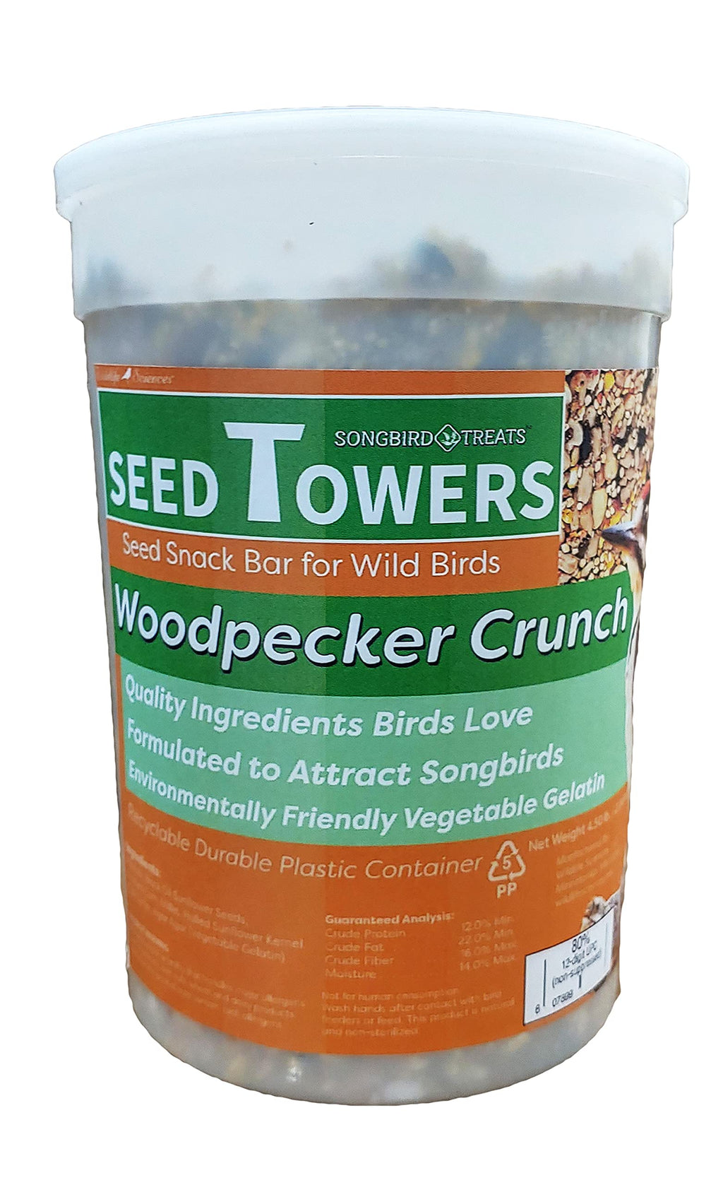 Songbird Treats Seed Tower Cylinder | 4-5 lb Large Seed Log Towers for Wild Birds