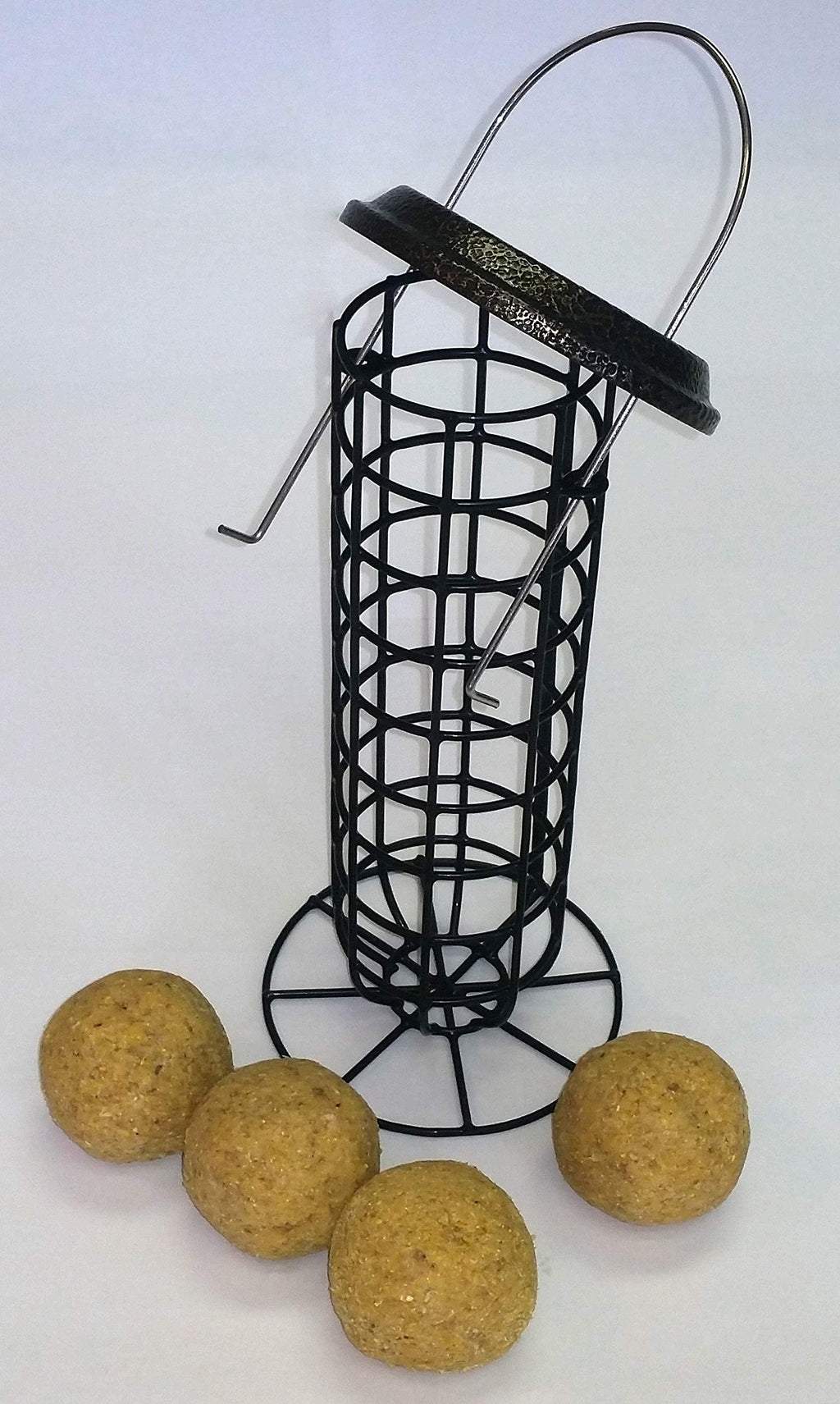 Suet Ball & Bird Feeder Combo | Durable Powder-Coated Steel Design Attracts Birds | Includes 4 Peanut-Blend Suet Balls