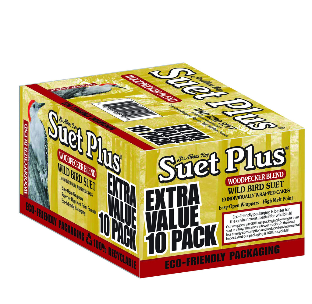 ST. Albans Bay Suet Plus Woodpecker Bird Suet 10 Pack of 11 oz. Bird Suet Cakes