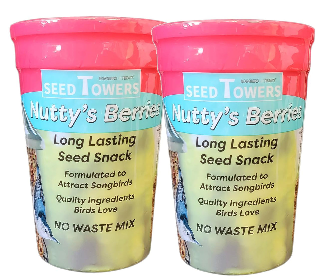 Wildlife Sciences Songbird Treats Seed Tower 2 Packs | Bundle of 2 | 1.5-2 lb Seed Log Towers for Wild Birds