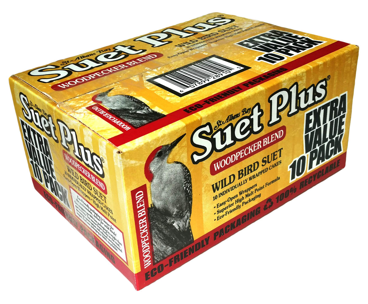 ST. Albans Bay Suet Plus Woodpecker Bird Suet 10 Pack of 11 oz. Bird Suet Cakes
