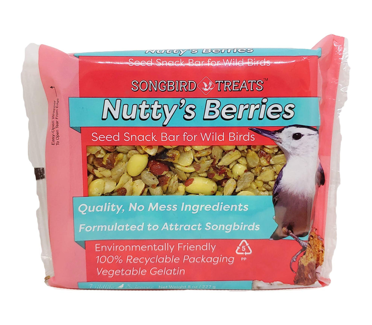 Wildlife Sciences Songbird Treats Seed Bars | 12 Pack of 8 oz Bird Seed Cakes for Wild Birds