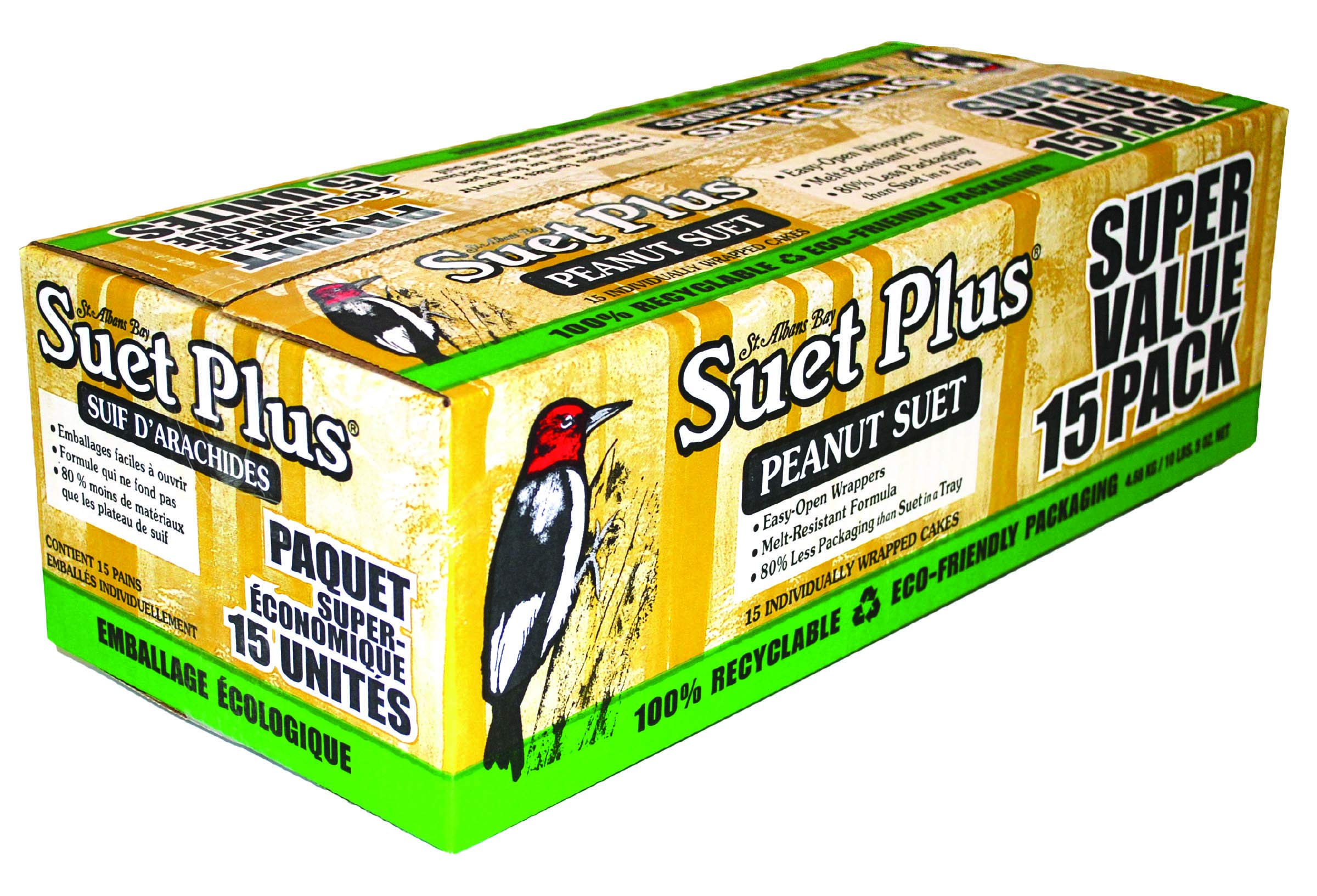 ST. ALBANS BAY SUET PLUS Suet Cake 15 Pack | 11 oz. Suet Cakes for Wild Birds|